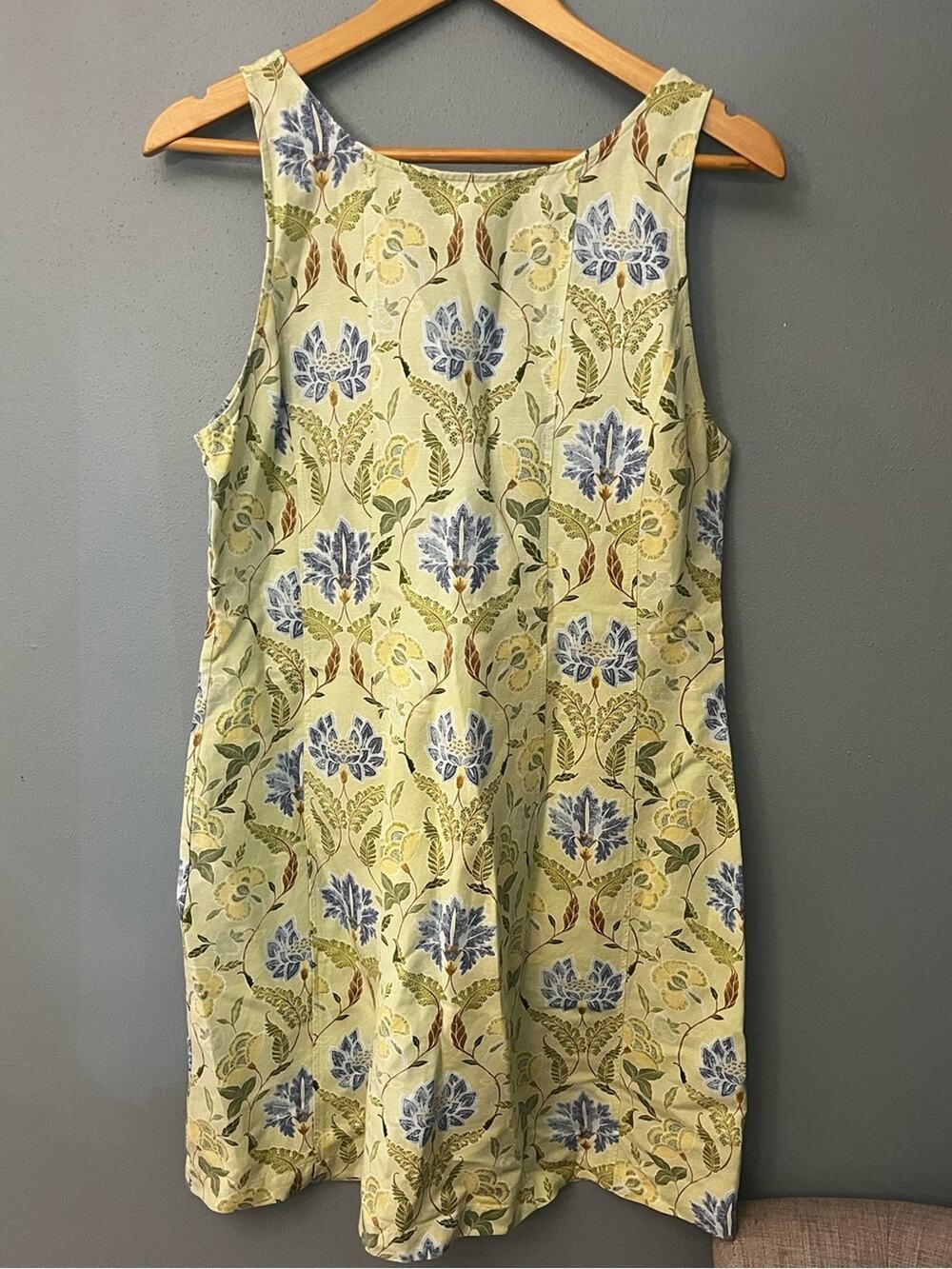 LOFT Floral Linen Blend A-Line Dress